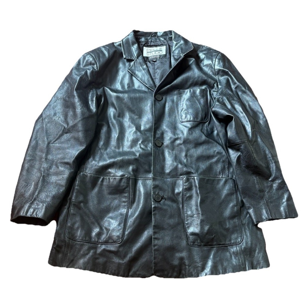 Wilsons Leather Pelle‎ Studio Jacket Size Large Pockets Chore Button Vintage